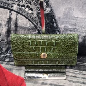 Brahmin Green Croc-Embossed Wallet